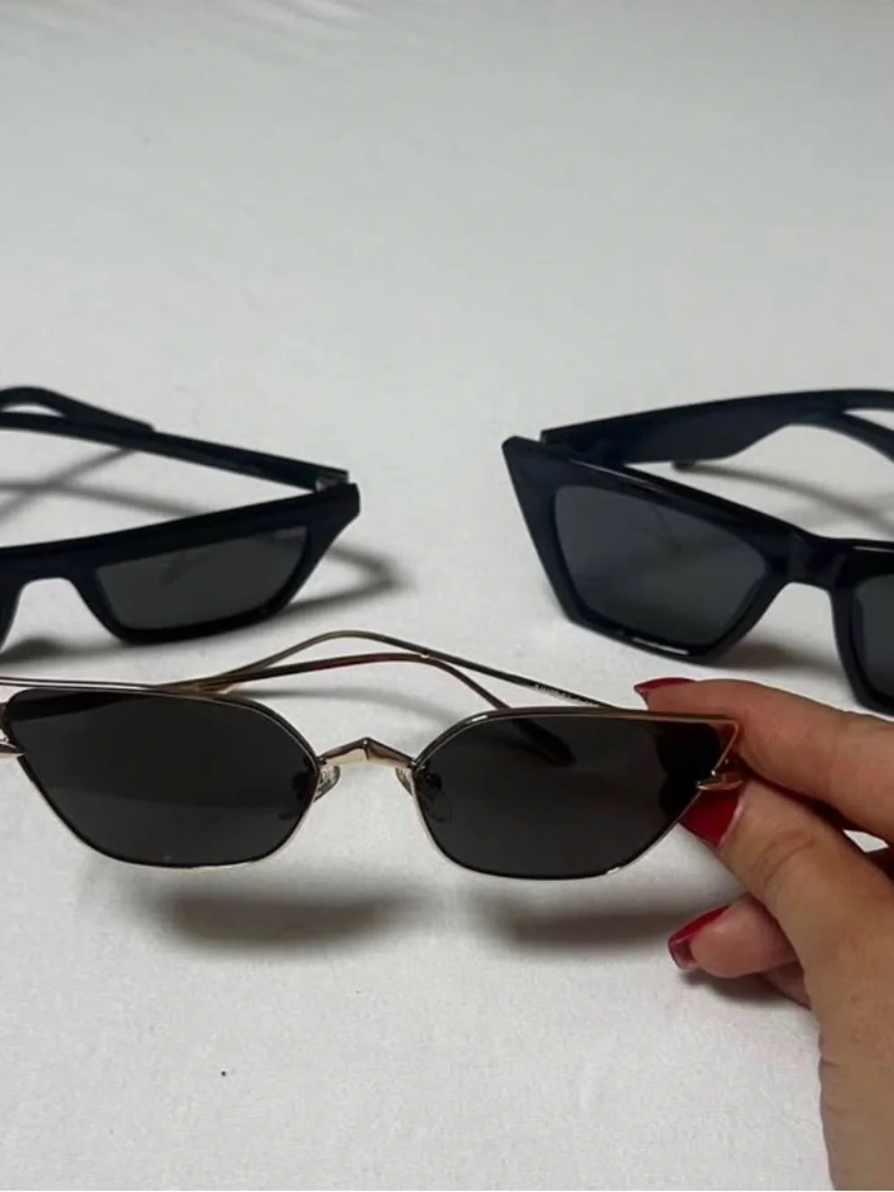 Quay Australia Gold Metal Cat-Eye Sunglasses with Dark Lenses